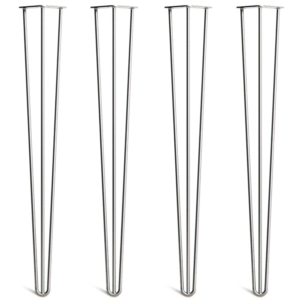 Hairpin Table Legs for Breakfast Bars and Kitchen Islands, 86cm Set of 4 in a Three-Rod — 3 Rod / Raw Steel / 10mm (Classic)