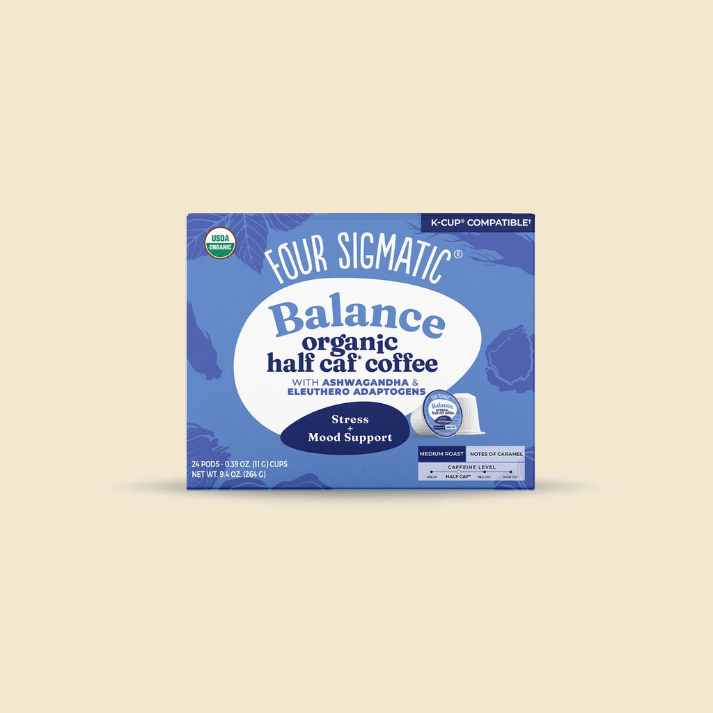 Half Caf Coffee Pods with Adaptogen-Infused Organic Coffee for a Brew That Keeps Caffeine Lower