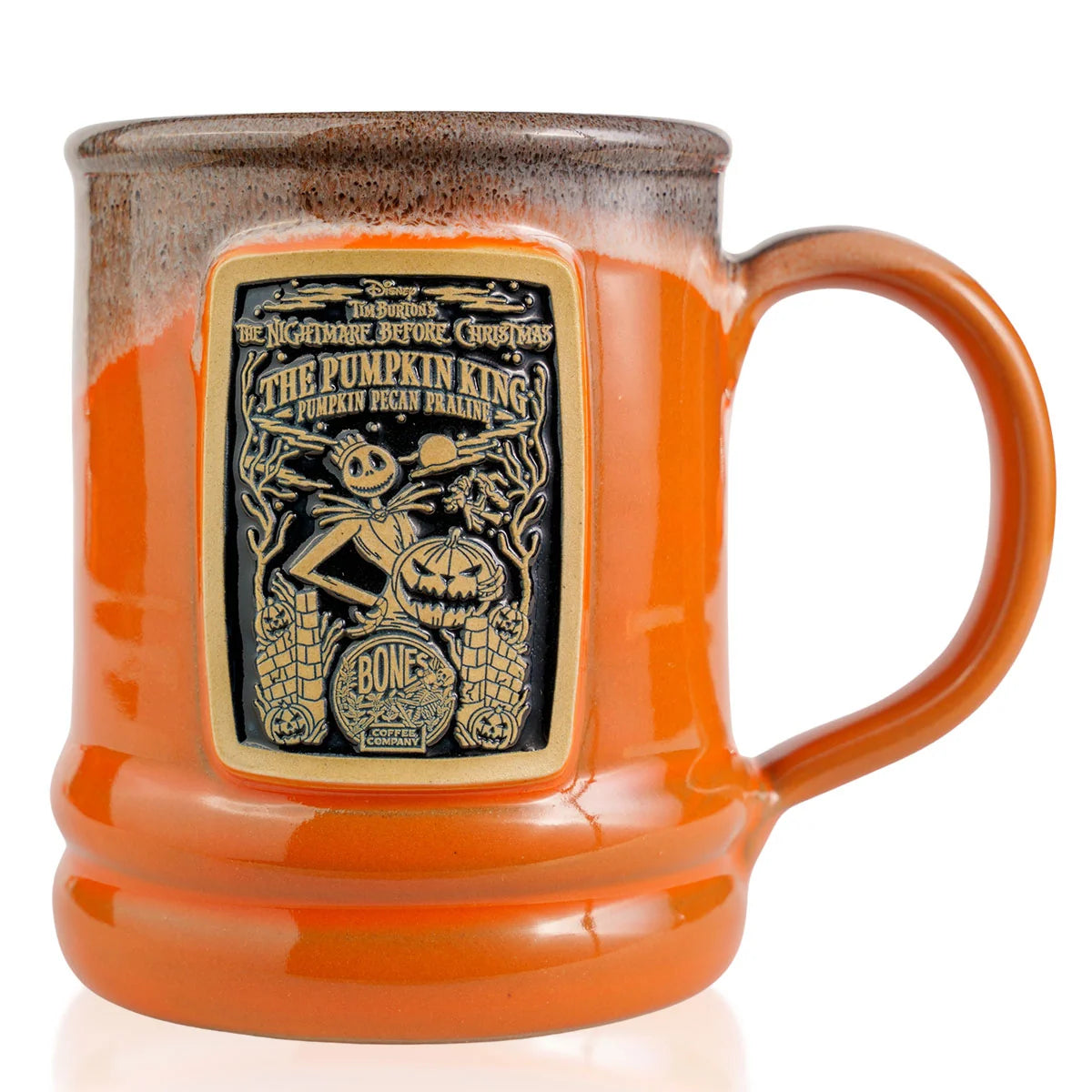 Halloween Ceramic Mug with Large Comfortable Handle, Orange Finish and 12–14 Ounce Capacity