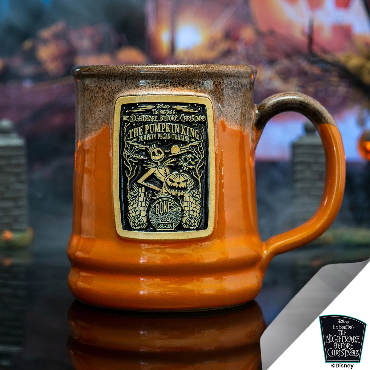 Halloween Ceramic Mug with Large Comfortable Handle, Orange Finish and 12–14 Ounce Capacity