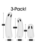 Halloween Inflatable Ghost Decor 3-Pack with Remote LED Lights, Three Sizes and Indoor or Outdoor Display