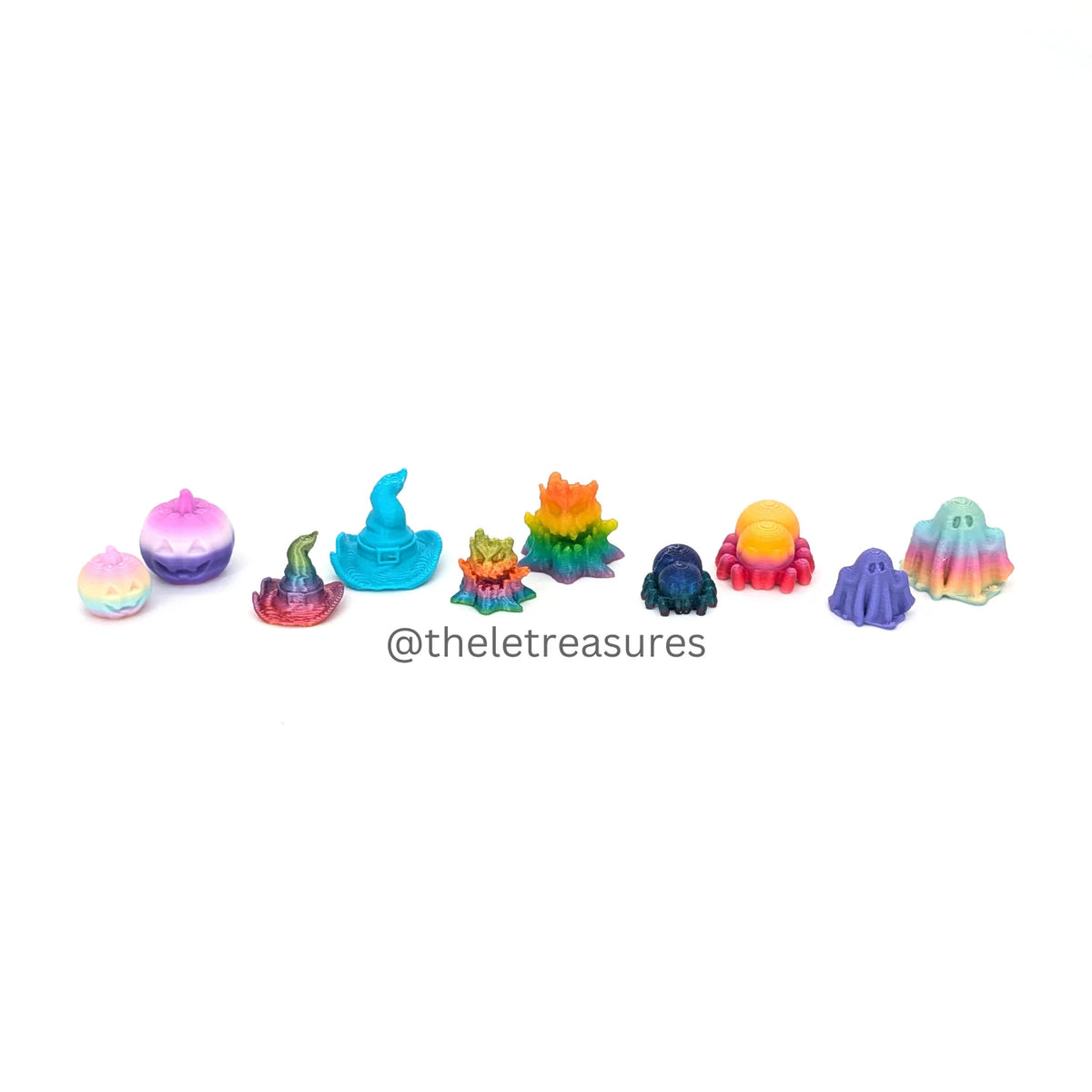 Halloween Mini Figures in Random Assortments of 100 Micro or 50 Small 3D Printed Plastic Pieces