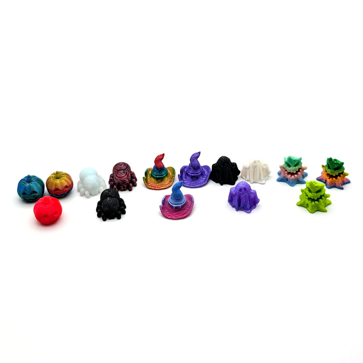 Halloween Mini Figures in Random Assortments of 100 Micro or 50 Small 3D Printed Plastic Pieces