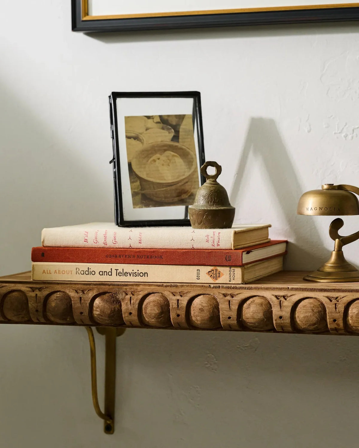 Hand Carved Wood Wall Shelf
