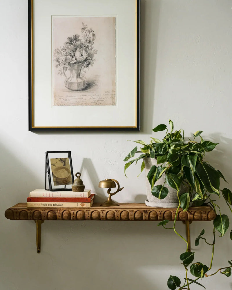 Hand Carved Wood Wall Shelf