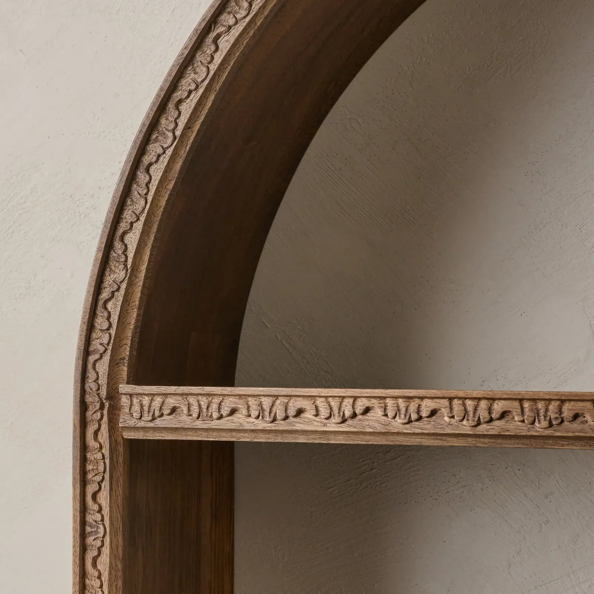 Hand Carved Wooden Archer Wall Shelf with Open Display Shelves and Included Mounting Hardware for Home Decor