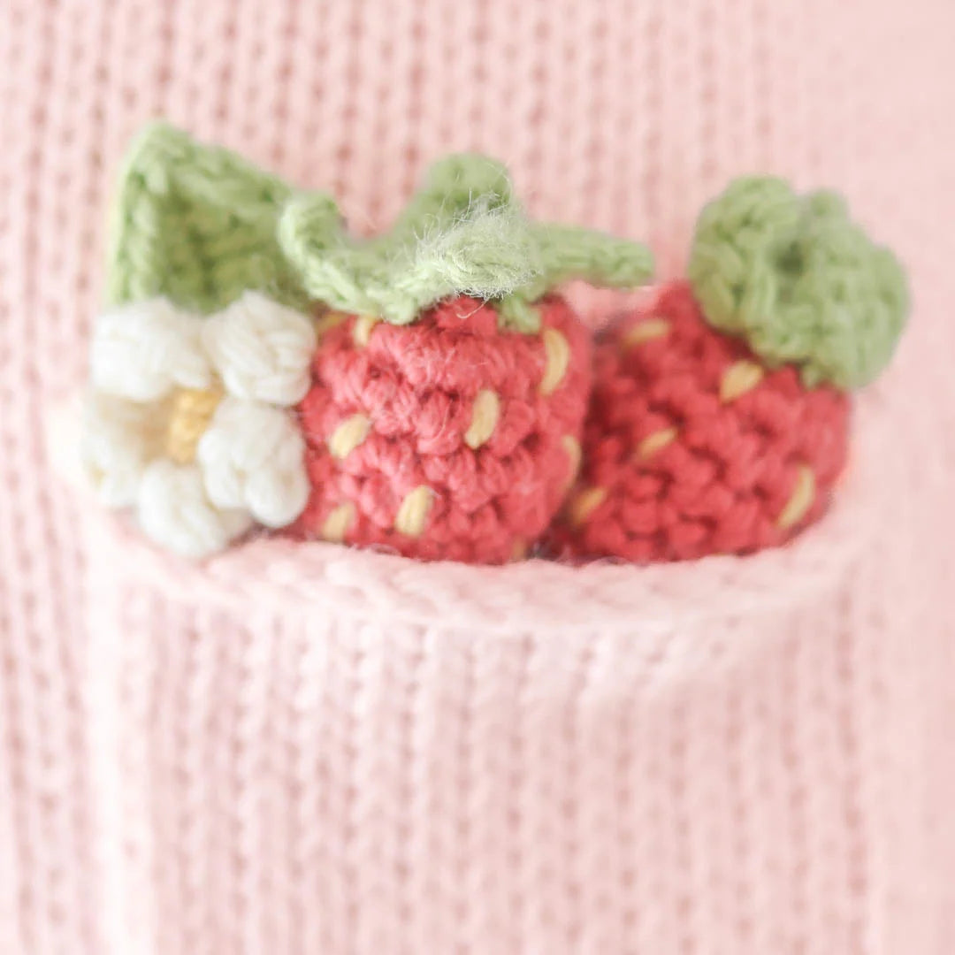 Hand-Knit Cow Doll in Powder Pink with Soft Cotton Yarn, Two Height, and a Friendship-Inspired Story