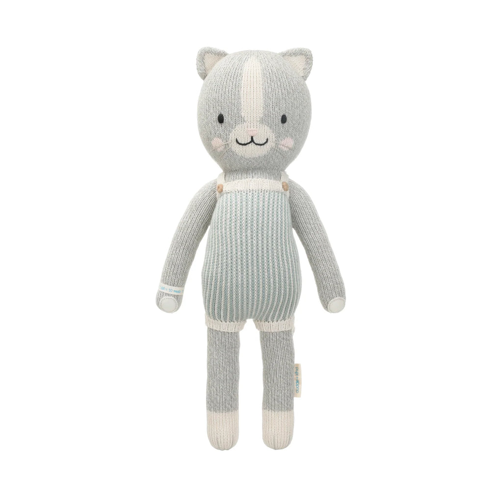 Hand-Knit Kitten Doll in Soft Cotton Yarn, Handmade in Peru