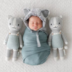 Hand-Knit Kitten Doll in Soft Cotton Yarn, Handmade in Peru