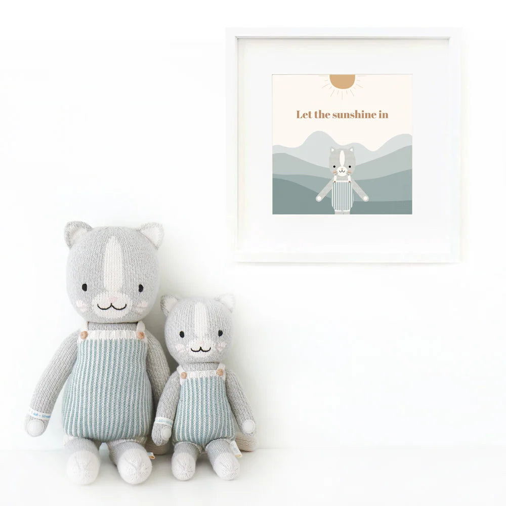 Hand-Knit Kitten Doll in Soft Cotton Yarn, Handmade in Peru