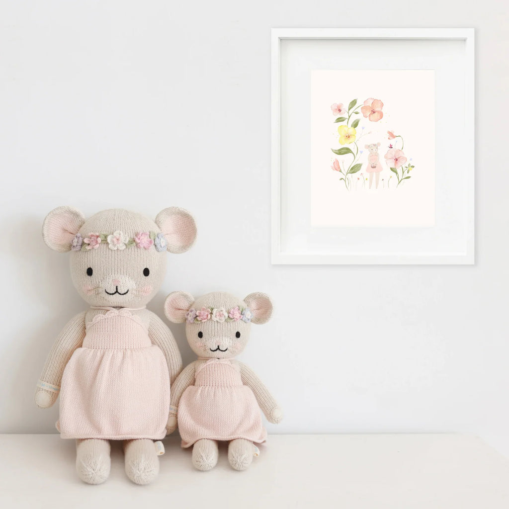 Hand Knit Mouse Doll with 100% Cotton Yarn, Soft Polyfill, and Two Height for Cuddling and Creative Play