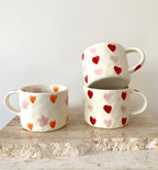 Hand Painted Coffee Mug with Heart Patterns and a Generous Handle, 245ml for Tea or Coffee at Home