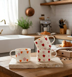 Hand Painted Coffee Mug with Heart Patterns and a Generous Handle, 245ml for Tea or Coffee at Home