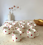 Hand Painted Coffee Mug with Heart Patterns and a Generous Handle, 245ml for Tea or Coffee at Home