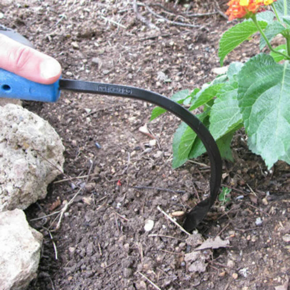 Hand Weeder and Cultivator with a Slender Blade for Working Between Vegetable Rows and in Walkway Cracks