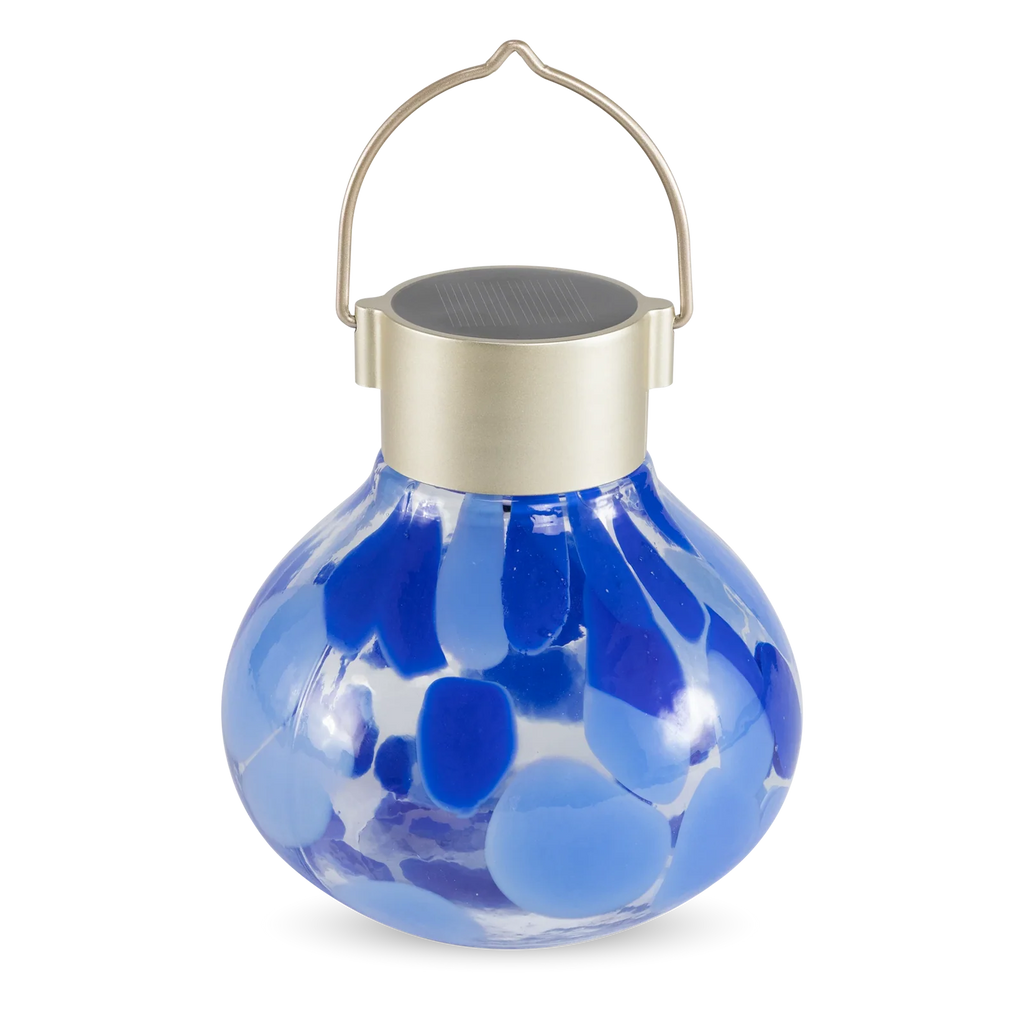Handblown Glass Solar Lantern, Periwinkle