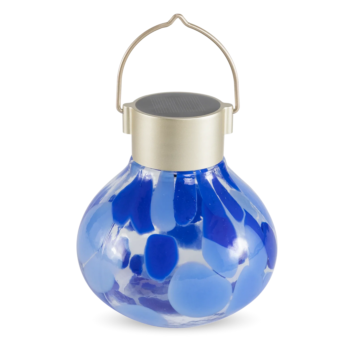 Handblown Glass Solar Lantern, Periwinkle