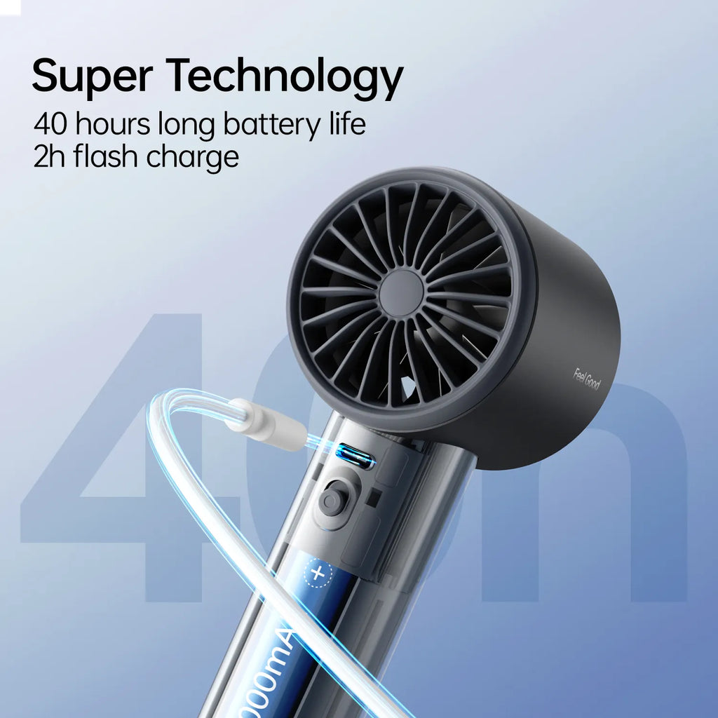 Handheld Rechargeable Fan with Stepless Speed Control and a Digital Battery Display for Travel