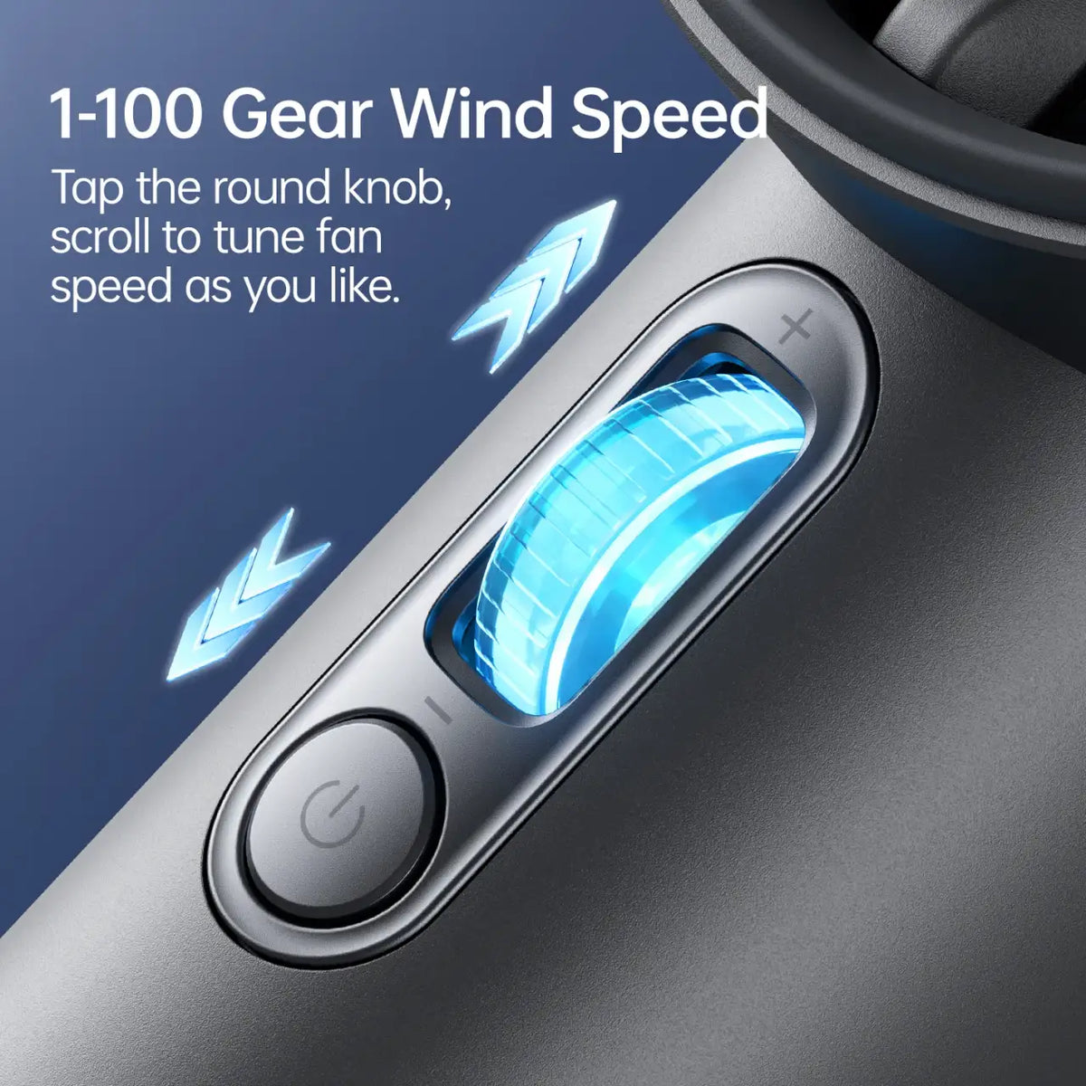 Handheld Rechargeable Fan with Stepless Speed Control and a Digital Battery Display for Travel