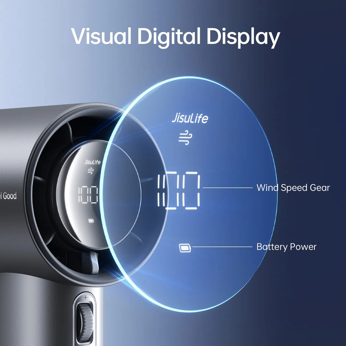 Handheld Rechargeable Fan with Stepless Speed Control and a Digital Battery Display for Travel