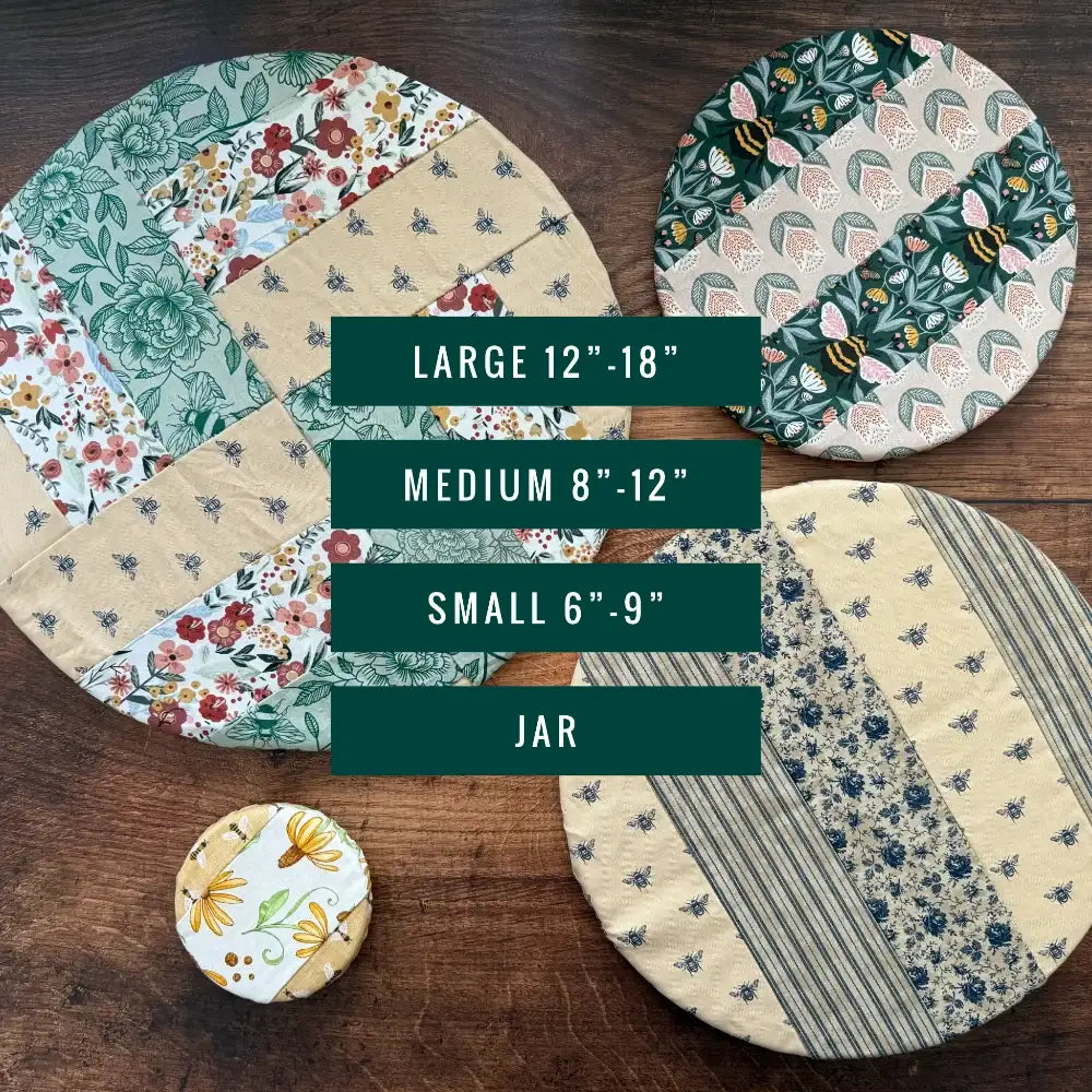Handmade Cotton Bowl Covers for Sourdough, Fruit, Pies and Serving Bowls in Reusable Patterned Designs