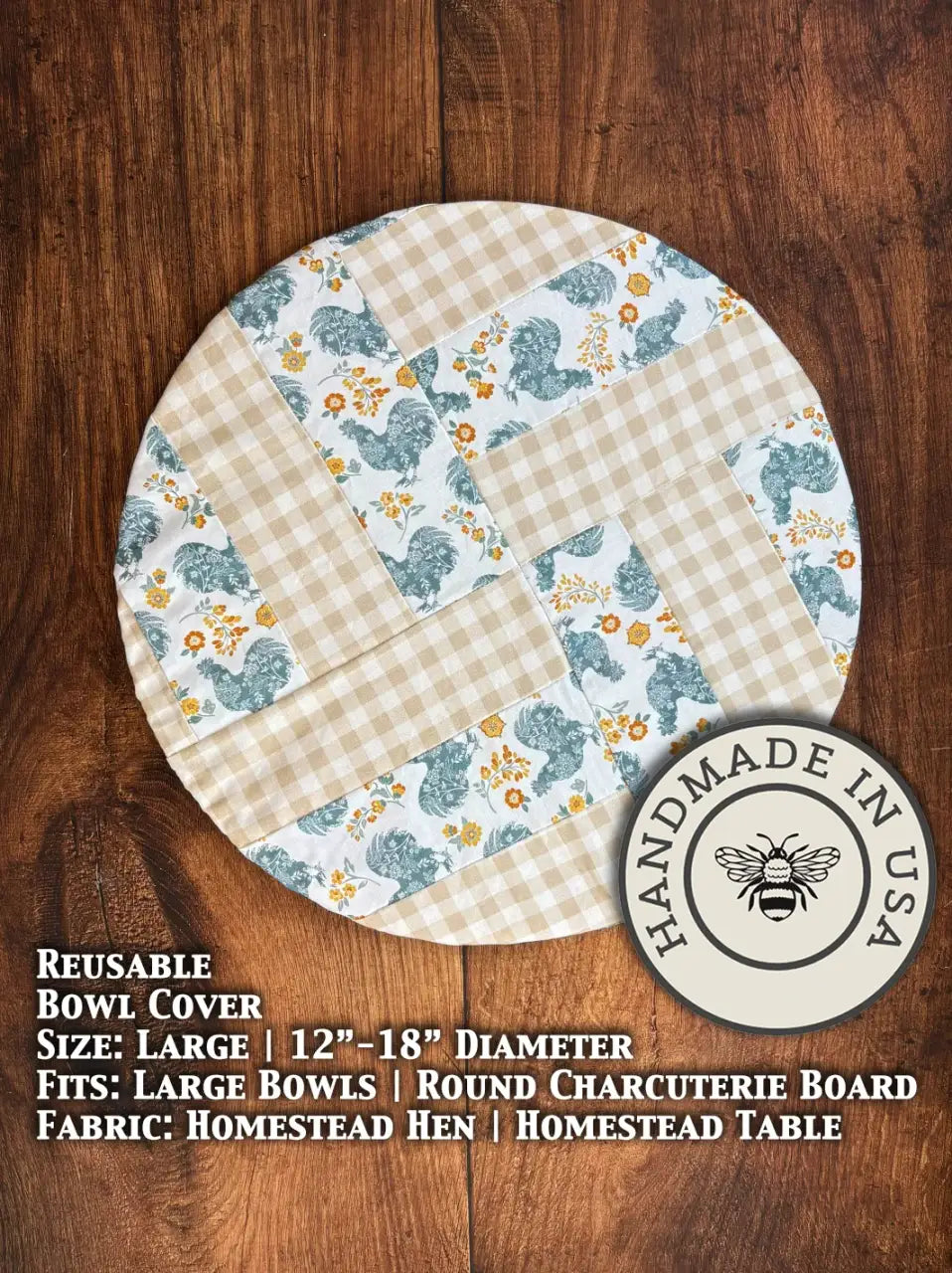 Handmade Cotton Bowl Covers for Sourdough, Fruit, Pies and Serving Bowls in Reusable Patterned Designs