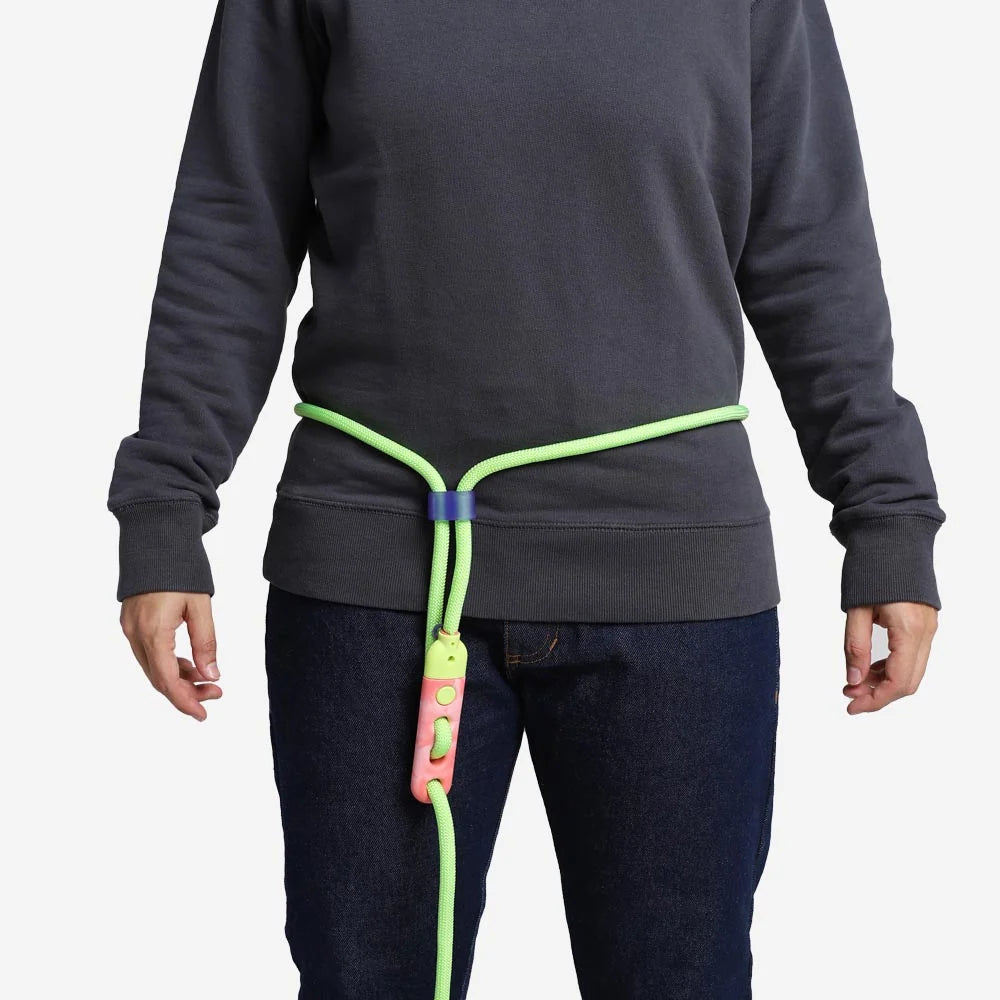 Hands-Free Dog Leash for Waist or Crossbody Walking with Adjustable Slider and Bright Fluorescent Visibility