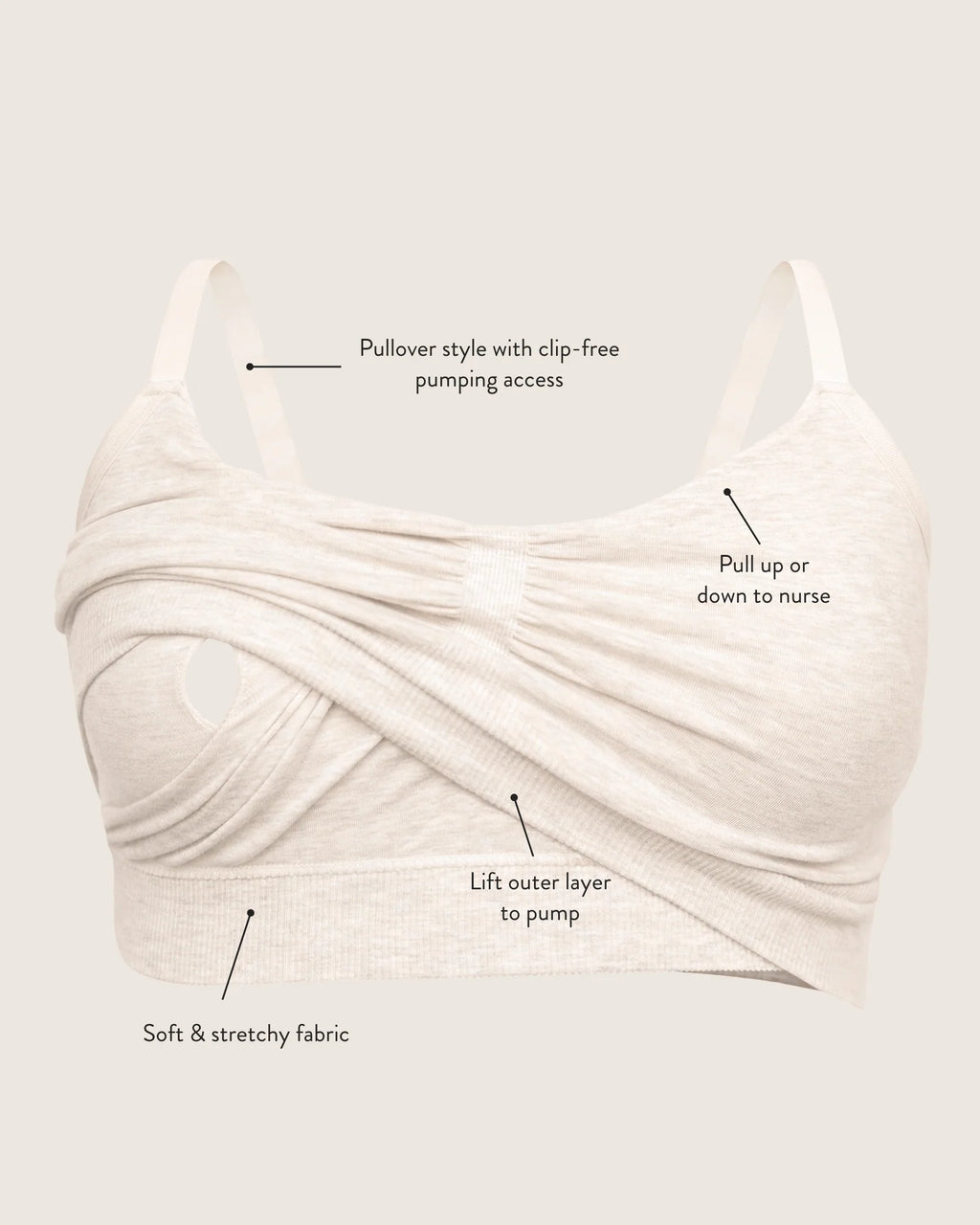 Hands-Free Nursing Sleep Bra Two-Pack with Wire-Free Bamboo Blend, Pumping Access and Three Bust Fits