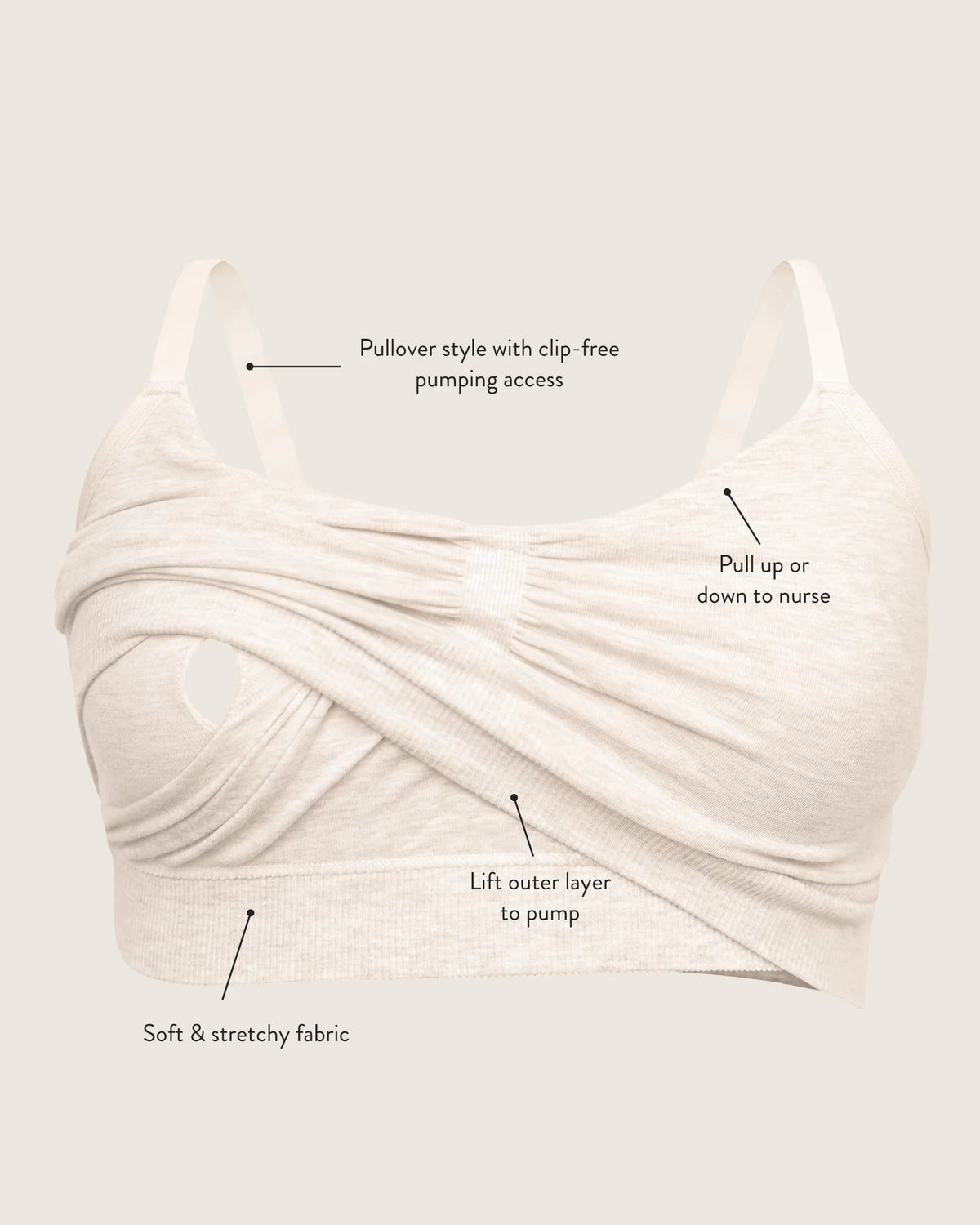 Hands-Free Nursing Sleep Bra Two-Pack with Wire-Free Bamboo Blend, Pumping Access and Three Bust Fits