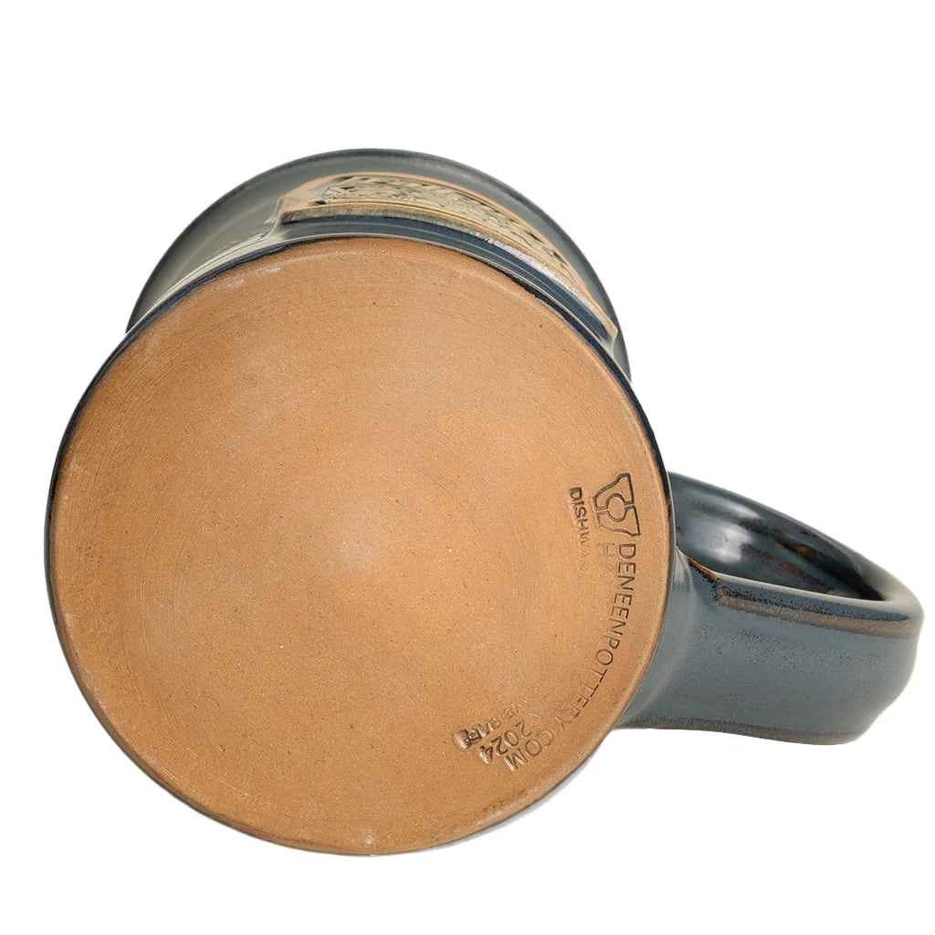 Handthrown Ceramic Mug with Grey Finish, Large Comfort Handle and 12–14 Ounce Capacity for Coffee
