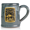 Handthrown Ceramic Mug with Large Comfortable Handle, Grey Finish and Black-and-White Glaze, 12–14 Ounce Capacity