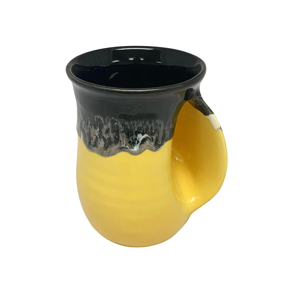 Handwarmer Ceramic Mug, Black Yellow