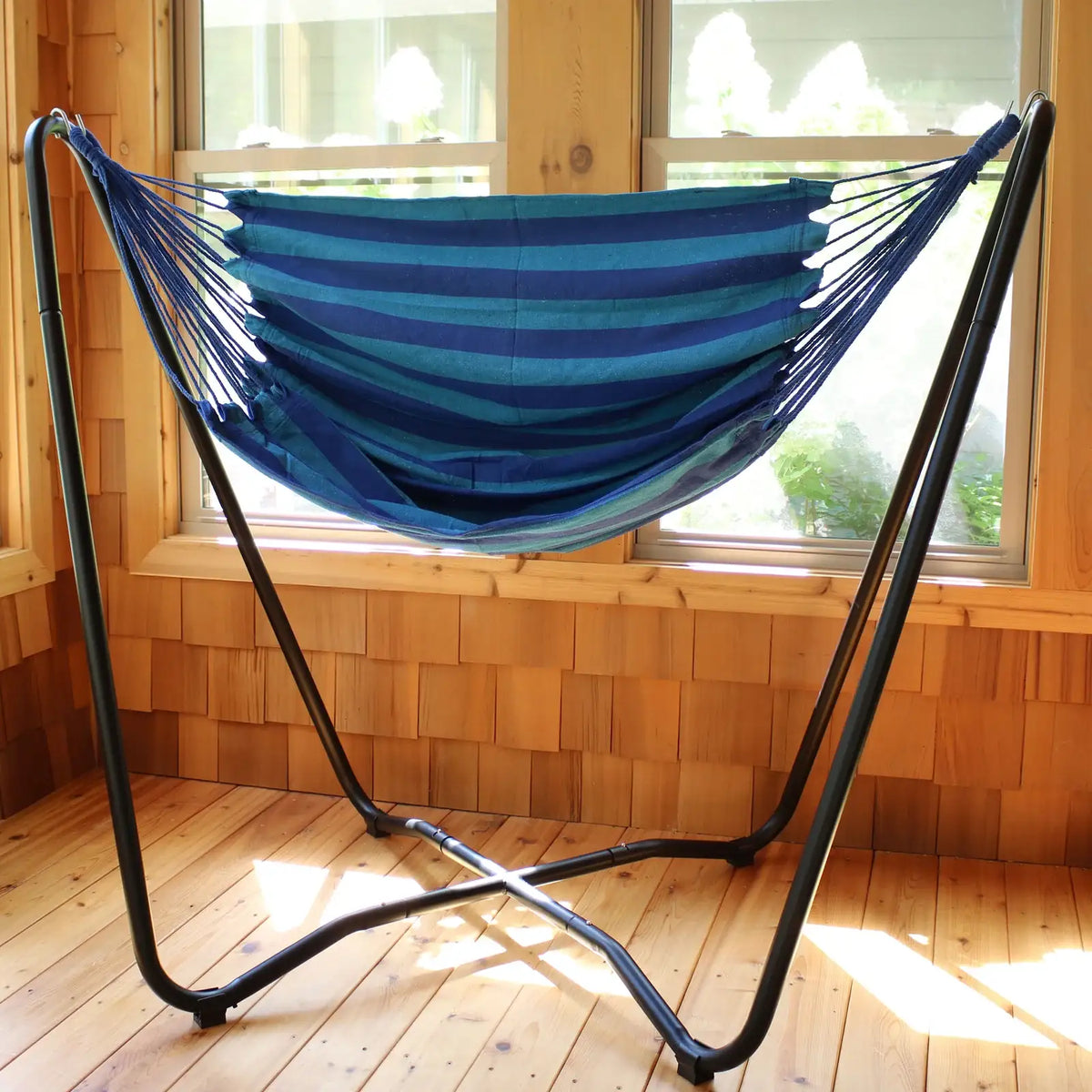 Hanging Rope Hammock Chair and Stand Set