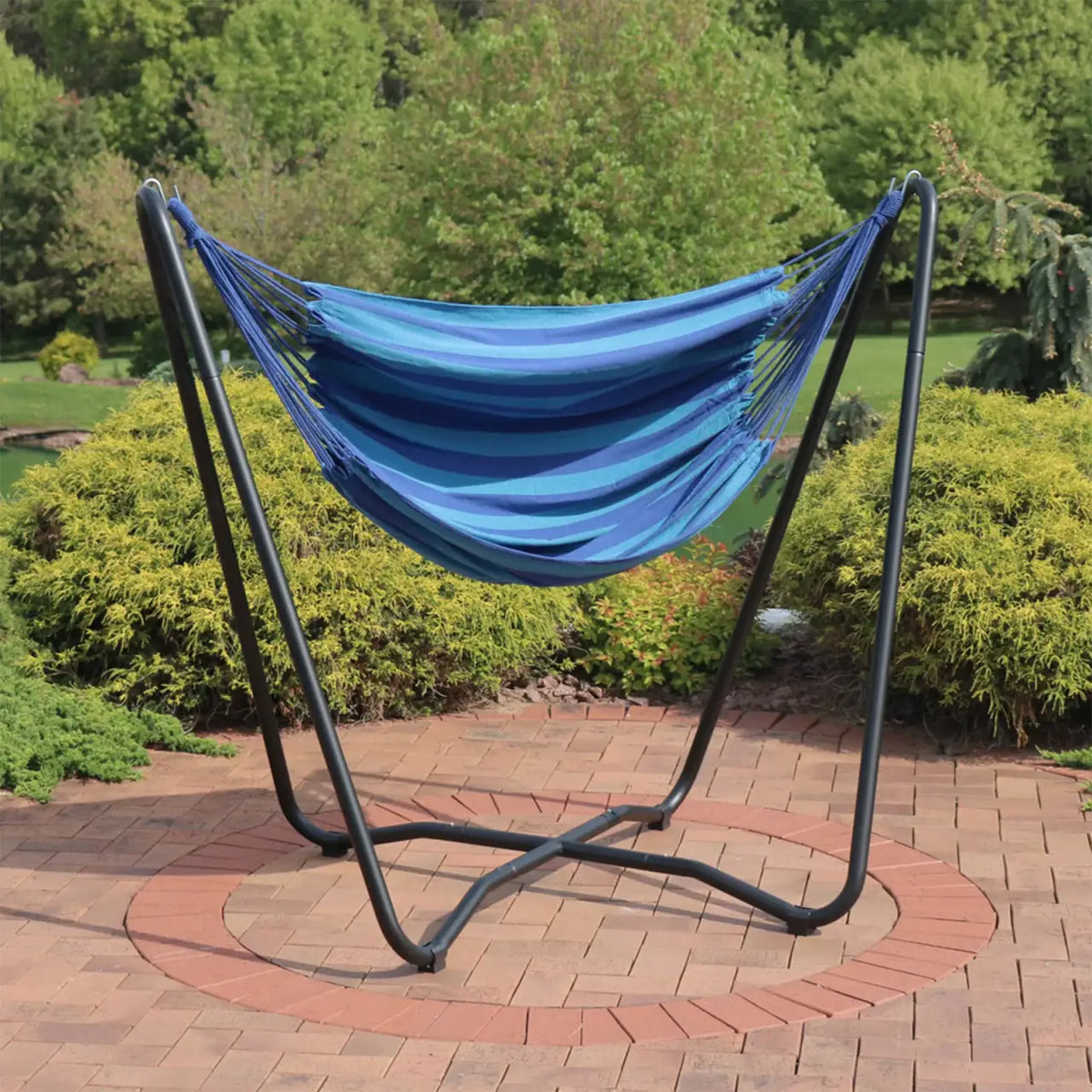 Hanging Rope Hammock Chair and Stand Set
