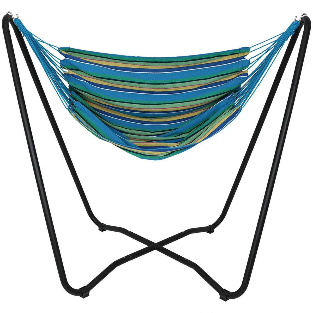 Hanging Rope Hammock Chair and Stand Set, Ocean Breeze