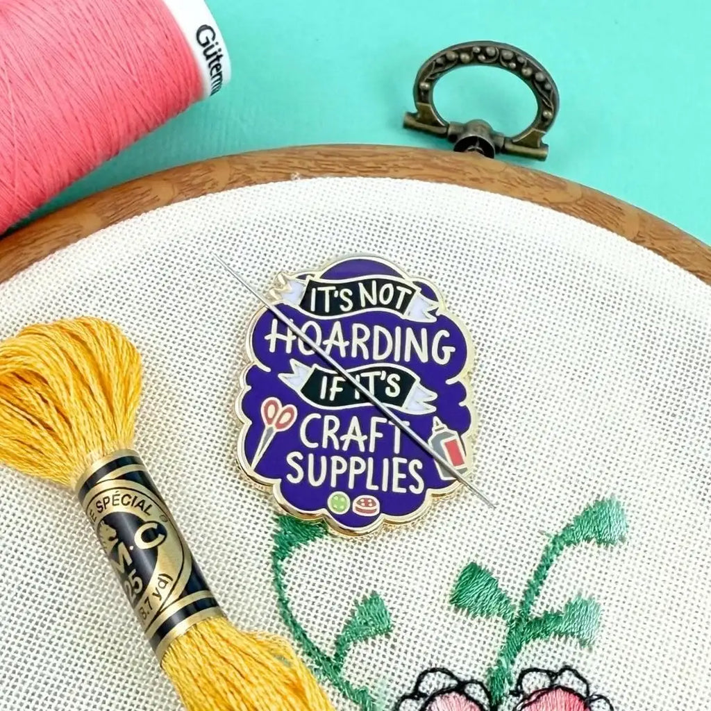 Hard Enamel Needle Minder with Magnetic Back, Gold-Backed Craft Accessory for Embroidery and Sewing Projects