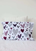 Heart Print Blankets and Standard Pillowcase in a Purple and Gray