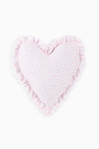 Heart Shape Ruffle Pillow with Removable Insert and Zipper Closure in Floral Print Color · heart pillow — BUBBLE PINK / O/S