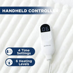 Heated Blanket with 6 Warmth Levels and 4 Timers, Striped Flannel and Sherpa Electric Blanket