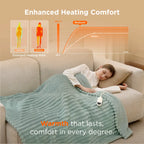 Heated Blanket with 6 Warmth Levels and 4 Timers, Striped Flannel and Sherpa Electric Blanket