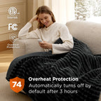 Heated Blanket with 6 Warmth Levels and 4 Timers, Striped Flannel and Sherpa Electric Blanket