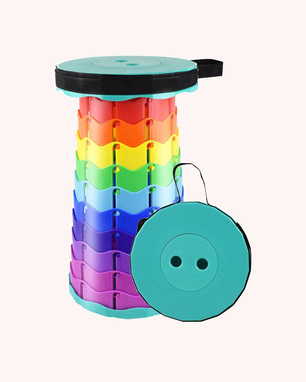 Height-Adjustable Collapsible Stool, Rainbow
