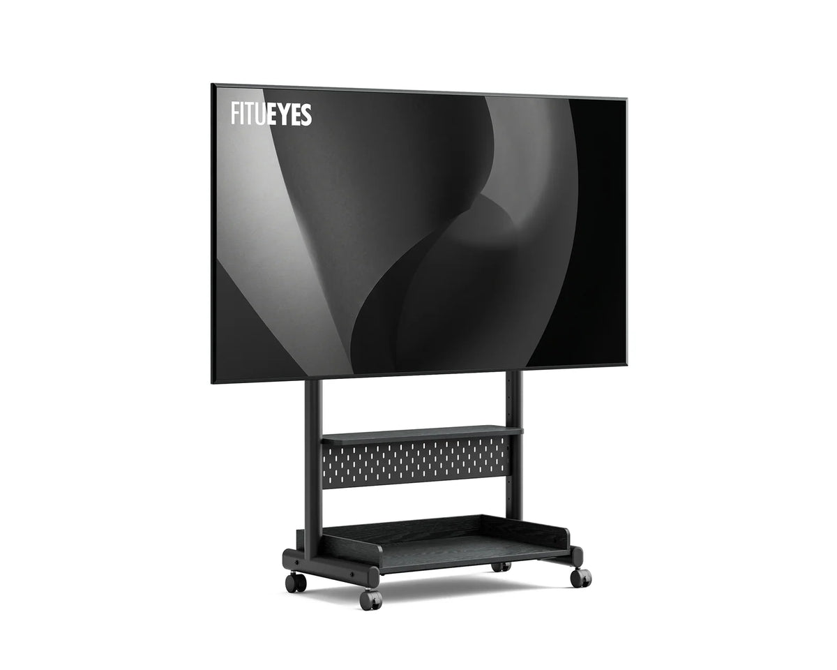 Height-Adjustable Portable TV Stand, Black-Open Shelf