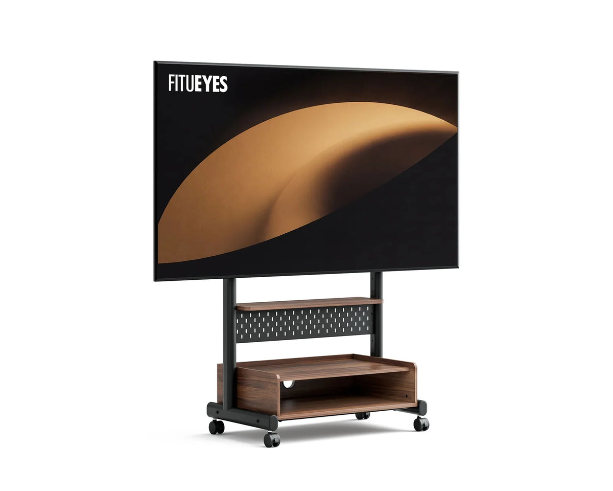 Height-Adjustable Portable TV Stand, Walnut-Open Compartment