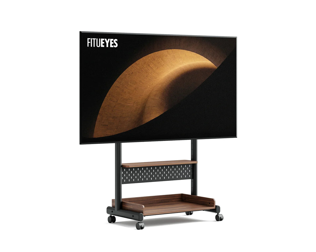 Height-Adjustable Portable TV Stand, Walnut-Open Shelf