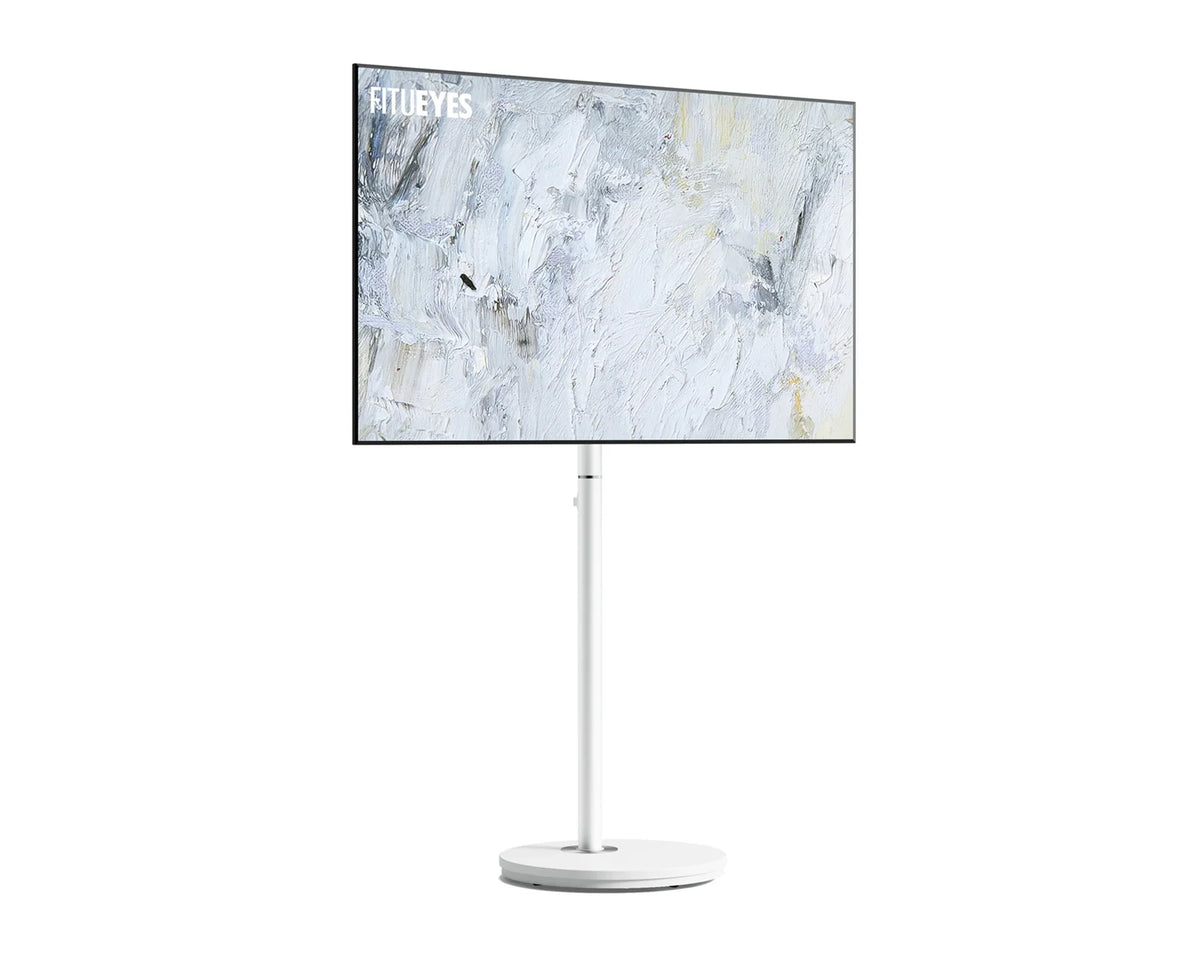 Height-Adjustable Rolling TV Stand, White-Without