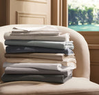 Hemmed Sateen Sheet Set in Bluestone, Made from 100% Organic Long-Staple Cotton for Everyday Comfort