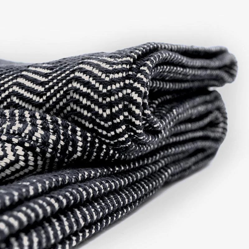 Herringbone Cotton Throw Blanket in Five Colors, Machine Washable