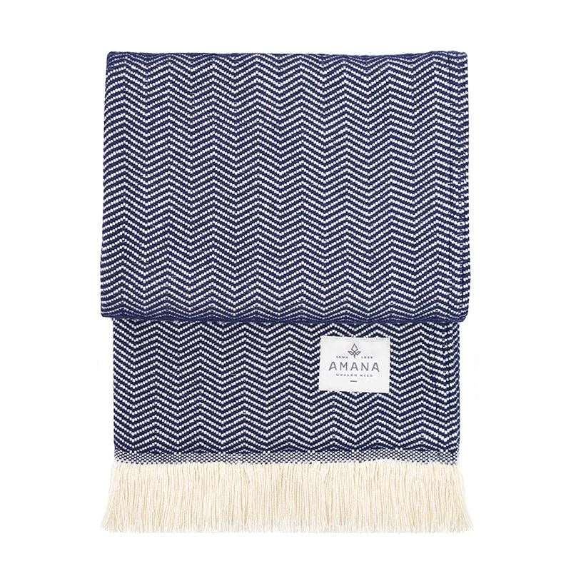 Herringbone Cotton Throw Blanket in Five Colors, Machine Washable