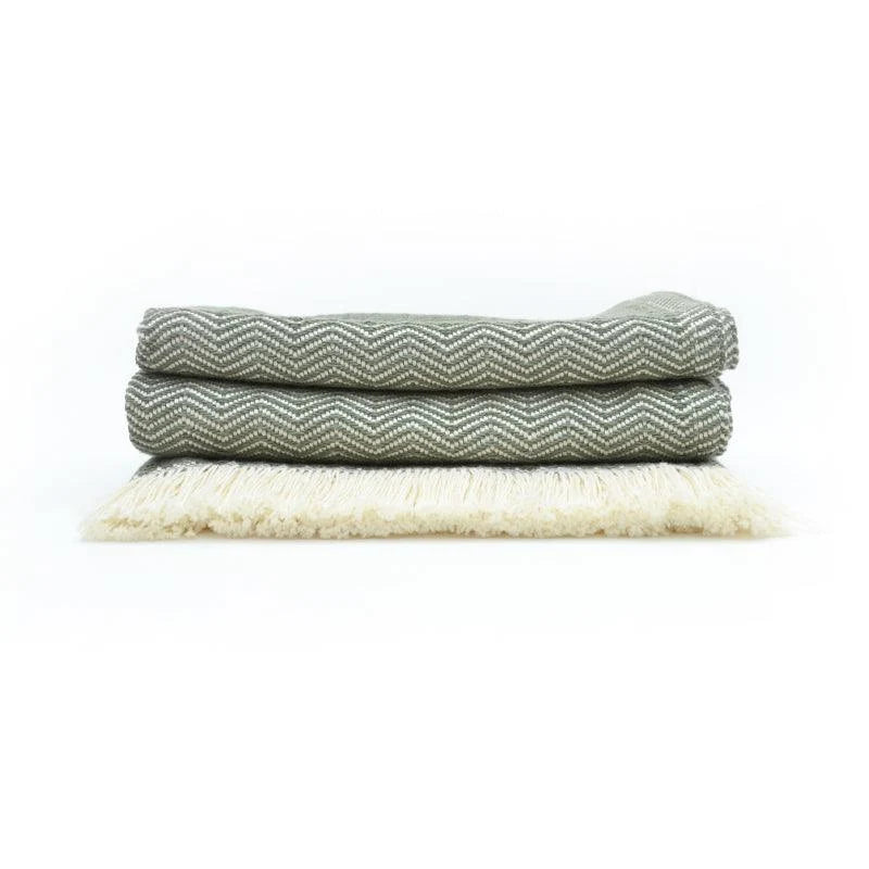 Herringbone Cotton Throw Blanket in Five Colors, Machine Washable